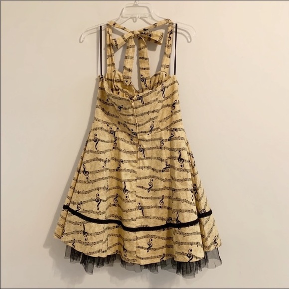 HOT TOPIC Music Note Rockabilly Pin-Up Style Corset Sleeveless Halter Dress - Picture 2 of 16